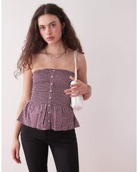 Motel - Soter Button Through Gingham Bandeau Top - Lyst