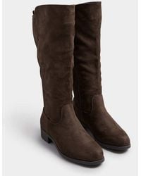 Yours Clothing - Wide Fit Faux Suede Stretch Knee High Boots - Lyst