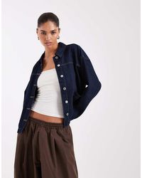 Vero Moda - Camicia Giacca Di Jeans Lavaggio Blu Scuro Con Tasche Sul Davanti - Lyst