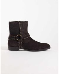 ASOS - Zip Up Boots With Cuban Heel And Leather Detailing - Lyst