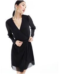 EDITED - Sheer Sleeve Plisse Mini Dress - Lyst