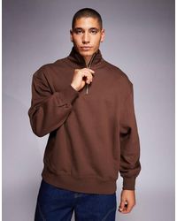 ASOS - Premium Heavyweight Oversized Quarter Zip Sweatshirt - Lyst