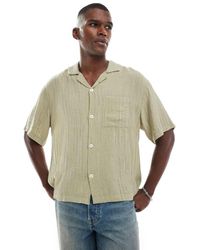 Cotton On - Camisa Caqui Pálido De Manga Corta Y Corte Cuadrado De Cotton On-Verde - Lyst