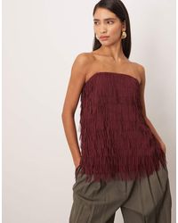 ARRANGE - Fringe Texture Longline Bandeau Top - Lyst