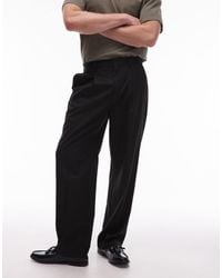 TOPMAN - Smart Wide Leg Pleated Trousers - Lyst