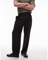 TOPMAN - Smart Wide Leg Pleated Trousers - Lyst