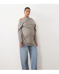 ASOS - Asos Design Maternity Slash Neck Long Sleeve Top - Lyst