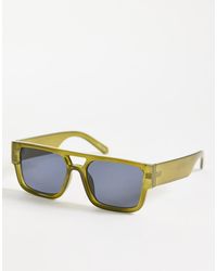Pieces - Gafas De Sol Verdes De Estilo Aviador Retro De - Lyst