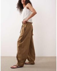 Mango - Barrel Leg Embroidered Detail Trouser - Lyst