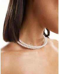 ASOS - Torque Choker With Wraparound Faux Pearl Design - Lyst