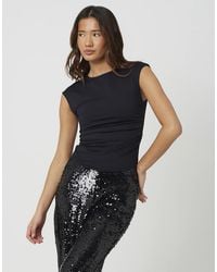 Brave Soul - Round Neck Sleeveless Top With Ruching - Lyst