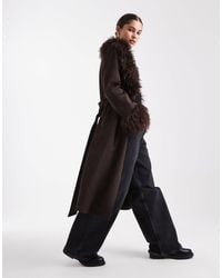 New Look - – mantel aus materialmix mit wildlederimitat und kunstpelz - Lyst