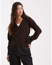 New Look - Pull coupe cache-cœur - marron - Lyst