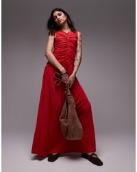 TOPSHOP - Robe longue froncée à taille basse - Lyst