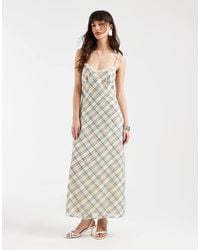 Motel - Naska Chiffon Vintage Check Midaxi Dress - Lyst