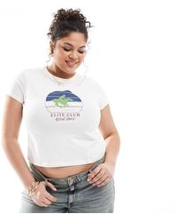 ASOS - Camiseta Blanca Con Diseño Encogido Y Estampado Gráfico "Riders Club" De Asos Design Curve - Lyst