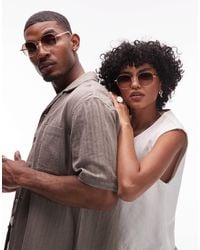 Le Specs - – odyssey – runde sonnenbrille mit metallgestell und braunen gläsern mit farbverlauf - Lyst