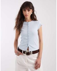 ASOS - Compact Rib Button Through Short Sleeve Cardigan - Lyst