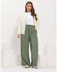 Yours Clothing - Twill Wide Leg Trousers - Lyst
