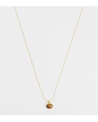 Orelia - Tigers Eye Charm Necklace - Lyst
