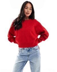 ASOS - Crew Neck Sweater With Raglan And Fisherman Rib Sleeve Detail - Lyst