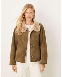 ASOS - Funnel Neck Faux Suede Bonded Jacket - Lyst