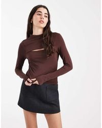 ASOS - Slinky Long Sleeve Top With Cut Out Detail - Lyst