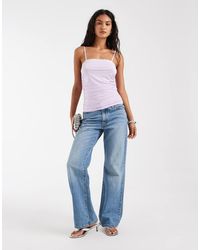 ASOS - Lace Trim Cami With Ruched Waist - Lyst