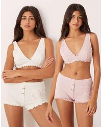 ASOS - 2 Pack Waffle High Apex Soft Bra With Rosebud Detail - Lyst