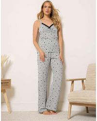 Long Tall Sally - Heart Print Cotton Wide Leg Pyjama Set - Lyst