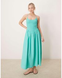 ASOS - Scoop Neck Crinkle Maxi Dress With Cross Back - Lyst