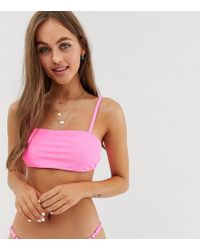 Bershka High Leg Bikini Bottoms In Pink