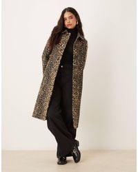 Mango - Leopard-print Long Coat - Lyst