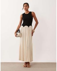 ASOS - Colour Block Crinkle Midi Dress - Lyst