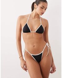 Oh Polly - Tie Side Contrast Binding Micro Bikini Bottom Co-Ord - Lyst