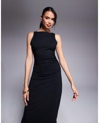 ASOS - Boat Neck Maxi Dress With Ruched Sides - Lyst