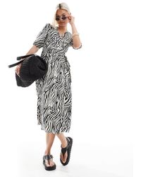 Brave Soul - Midi Wikkeljurk Met Pofmouwen - Lyst