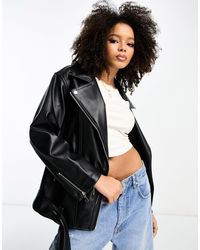 ASOS - Giacca biker oversize taglio lungo - Lyst