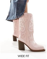 Public Desire - Texas Western Mid Ankle Boots With Snake Print - Lyst