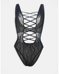 Ann Summers - Bria Cross Front Detail Crotchless Body - Lyst