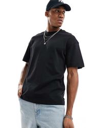 Jack & Jones - Camiseta Negra Extragrande De Tejido Grueso De 200 G/M2 De - Lyst