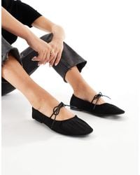SEQWL - Iris Tie Detail Ruched Ballet Flats - Lyst