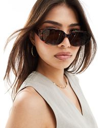 Pieces - Narrow Oval Sunglasses - Lyst