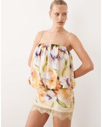 ASOS - Lace Applique Bubble Hem Mini Dress - Lyst
