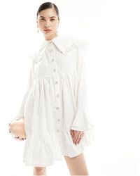 Sister Jane - Curious - robe chemise courte avec col - ivoire - Lyst