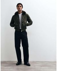 Schott Nyc - Faux Fur Collar Padded Bomber Jacket - Lyst