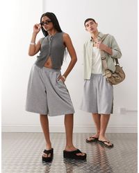 Reclaimed (vintage) - Unisex Jersey Shorts With Plaid Side Detail - Lyst