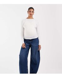 ASOS - Asos Design Maternity High Waisted Barrel Leg Jeans - Lyst
