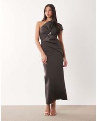 ASOS - Asymmetric One Shoulder Midi Dress With Trim - Lyst