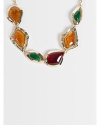 ASOS - Asos Design Curve Stone Set Statement Necklace With Molten Affect - Lyst